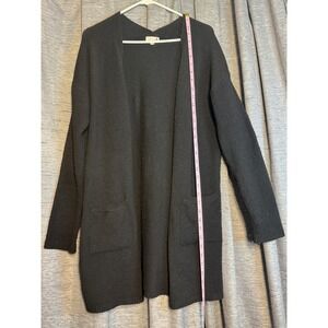 SO‎ Black Cozy Knit Open Front Long Cardigan Sweater Pockets Medium